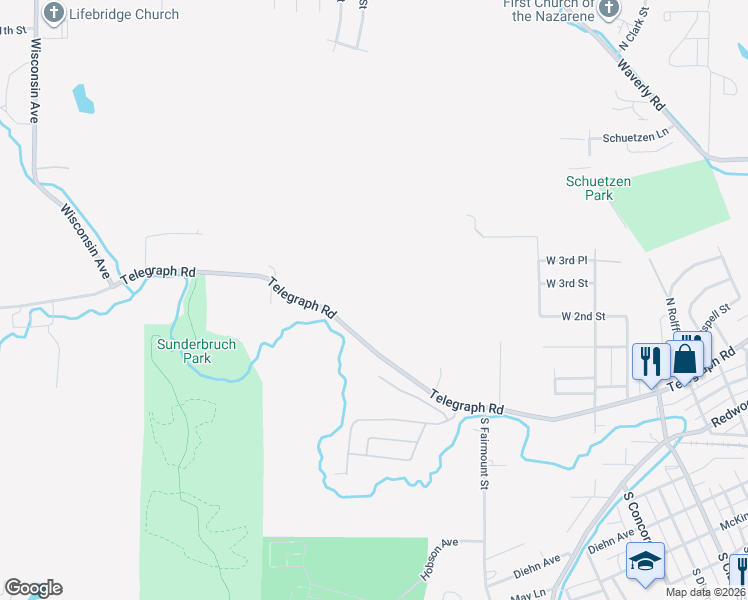 map of restaurants, bars, coffee shops, grocery stores, and more near 4028 Telegraph Road in Davenport