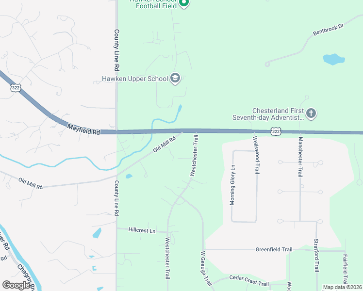 map of restaurants, bars, coffee shops, grocery stores, and more near 12800 Westchester Trail in Chesterland