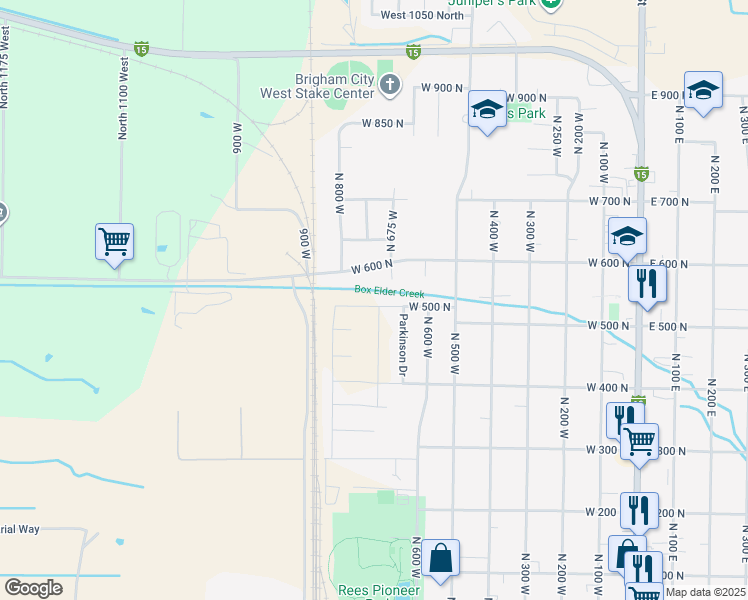 map of restaurants, bars, coffee shops, grocery stores, and more near 706 West 500 North in Brigham City