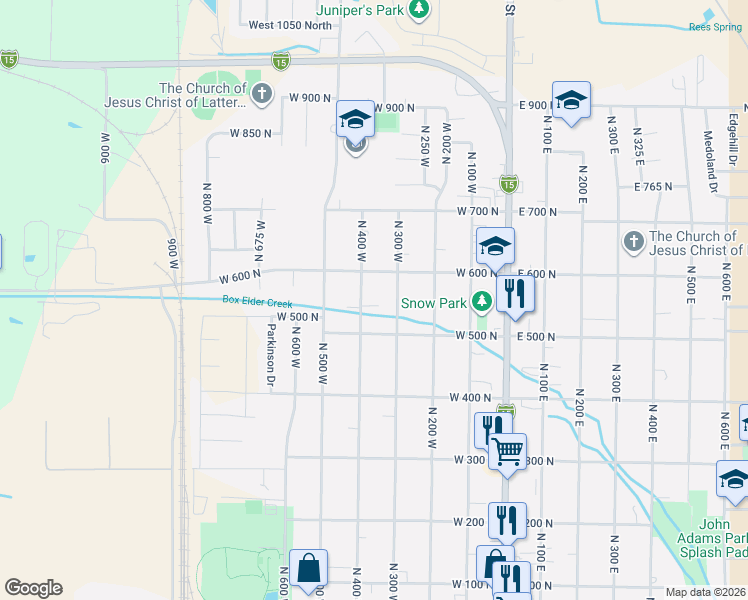 map of restaurants, bars, coffee shops, grocery stores, and more near 518 North 400 West in Brigham City