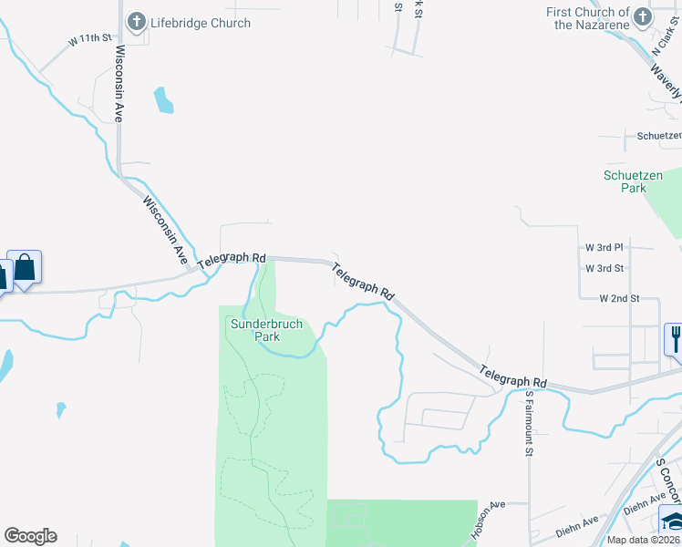map of restaurants, bars, coffee shops, grocery stores, and more near 4401 Telegraph Road in Davenport