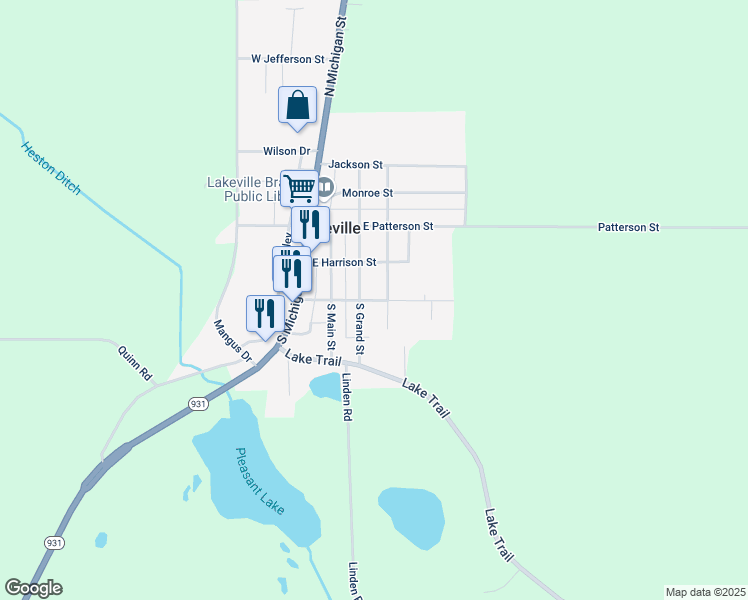 map of restaurants, bars, coffee shops, grocery stores, and more near 313 South Lake Street in Lakeville