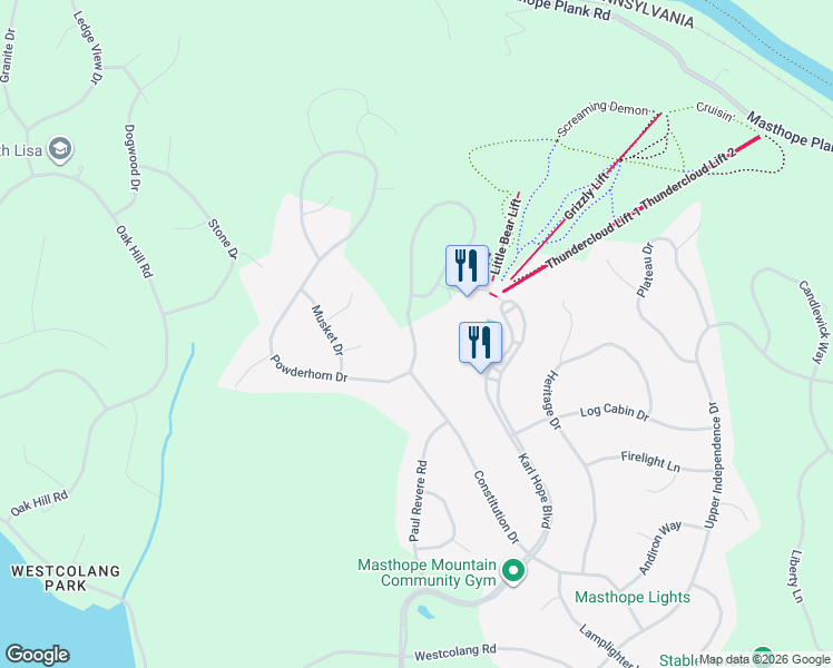 map of restaurants, bars, coffee shops, grocery stores, and more near 300-316 Powderhorn Dr in Lackawaxen