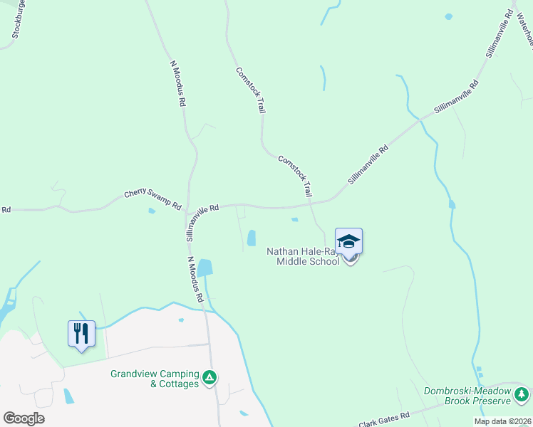 map of restaurants, bars, coffee shops, grocery stores, and more near 119 Sillimanville Road in East Haddam