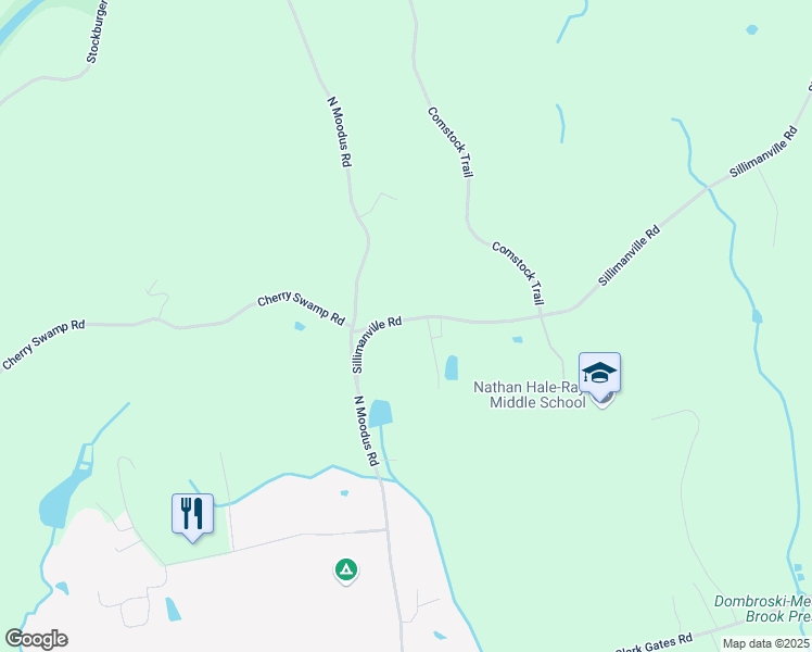 map of restaurants, bars, coffee shops, grocery stores, and more near 133 Sillimanville Road in East Haddam