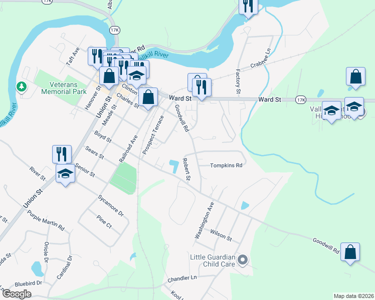 map of restaurants, bars, coffee shops, grocery stores, and more near 219 Goodwill Road in Montgomery