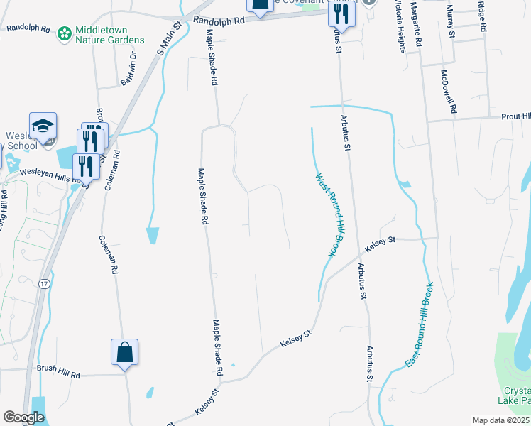 map of restaurants, bars, coffee shops, grocery stores, and more near 164 Cranberry Lane in Middletown
