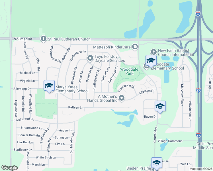 map of restaurants, bars, coffee shops, grocery stores, and more near 147 Cloverleaf Road in Matteson