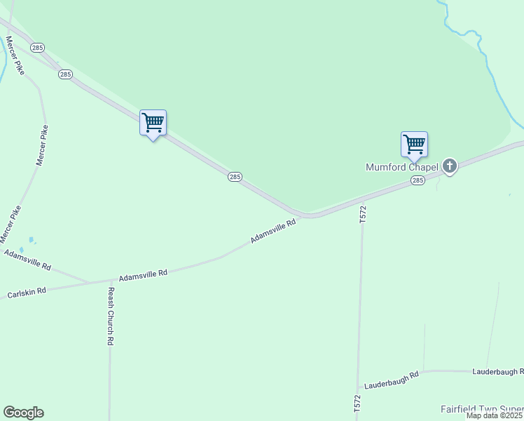 map of restaurants, bars, coffee shops, grocery stores, and more near 19469 Pennsylvania 285 in Cochranton