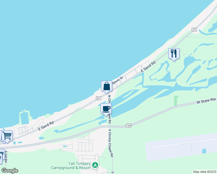 map of restaurants, bars, coffee shops, grocery stores, and more near 2369 East Sand Road in Port Clinton