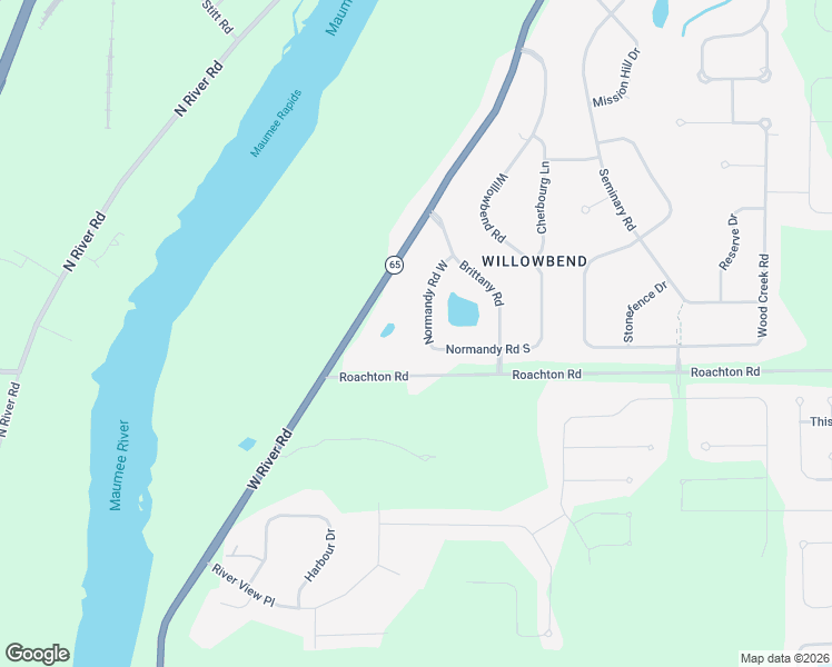 map of restaurants, bars, coffee shops, grocery stores, and more near 25581 Normandy Road West in Perrysburg