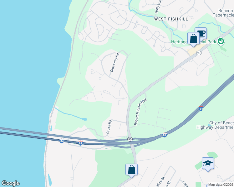 map of restaurants, bars, coffee shops, grocery stores, and more near 10 South Steuben Court in Dutchess County