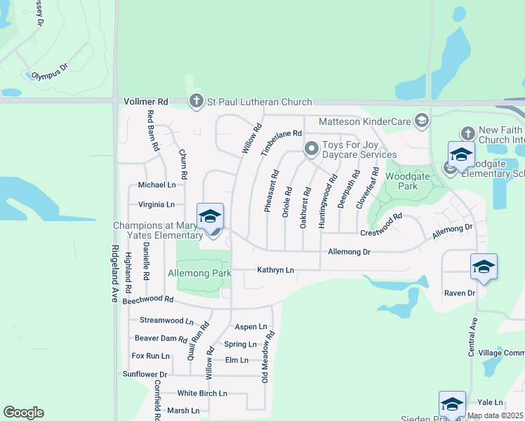 map of restaurants, bars, coffee shops, grocery stores, and more near 148 Pheasant Road in Matteson