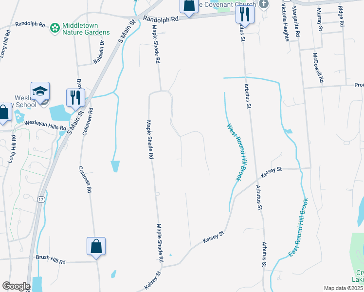map of restaurants, bars, coffee shops, grocery stores, and more near 164 Cranberry Lane in Middletown