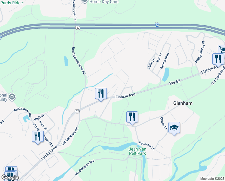 map of restaurants, bars, coffee shops, grocery stores, and more near 12 Lucas Lane in Beacon