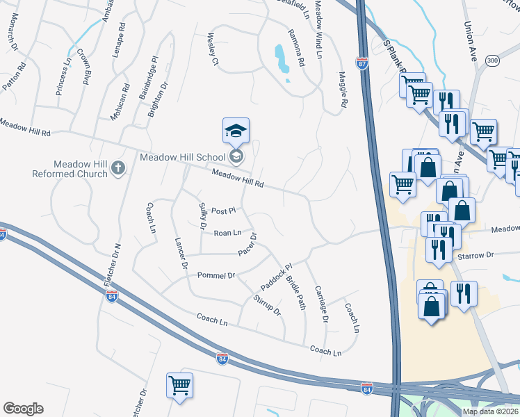 map of restaurants, bars, coffee shops, grocery stores, and more near 5 Jodhpur Lane in Newburgh