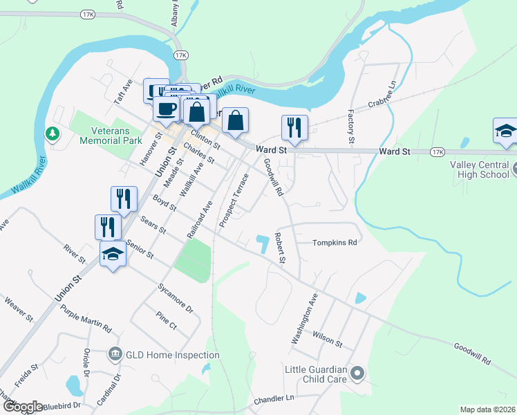 map of restaurants, bars, coffee shops, grocery stores, and more near 39 Valley Avenue in Montgomery