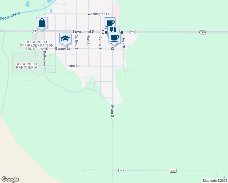map of restaurants, bars, coffee shops, grocery stores, and more near 235 North Main Street in Alturas