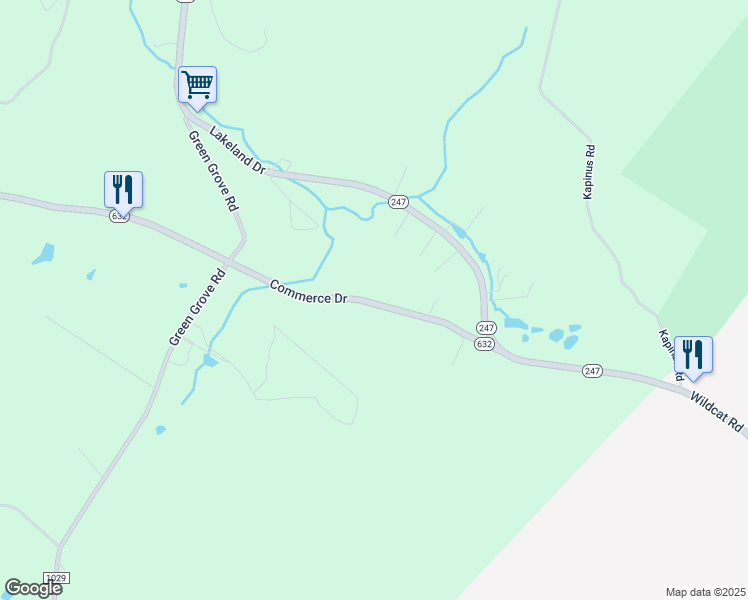 map of restaurants, bars, coffee shops, grocery stores, and more near 503 Commerce Drive in Olyphant