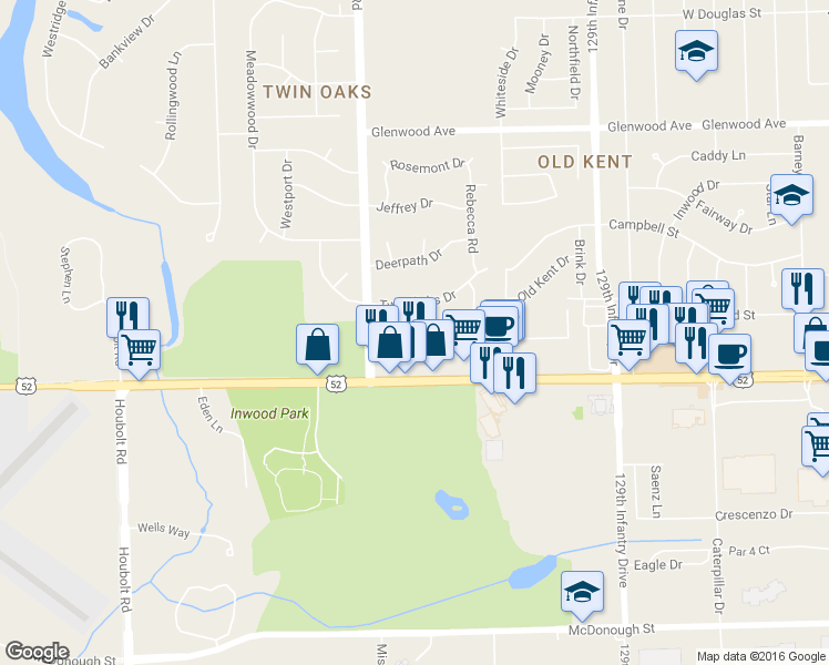 map of restaurants, bars, coffee shops, grocery stores, and more near 3101 West Jefferson Street in Joliet