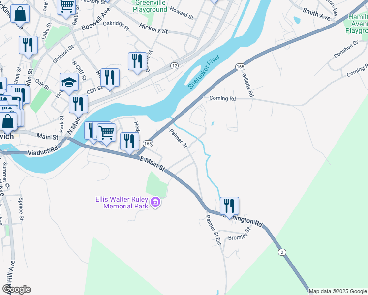 map of restaurants, bars, coffee shops, grocery stores, and more near 41 Palmer Street in Norwich