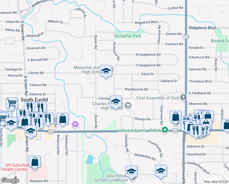 map of restaurants, bars, coffee shops, grocery stores, and more near 4799 Westbourne Road in Lyndhurst