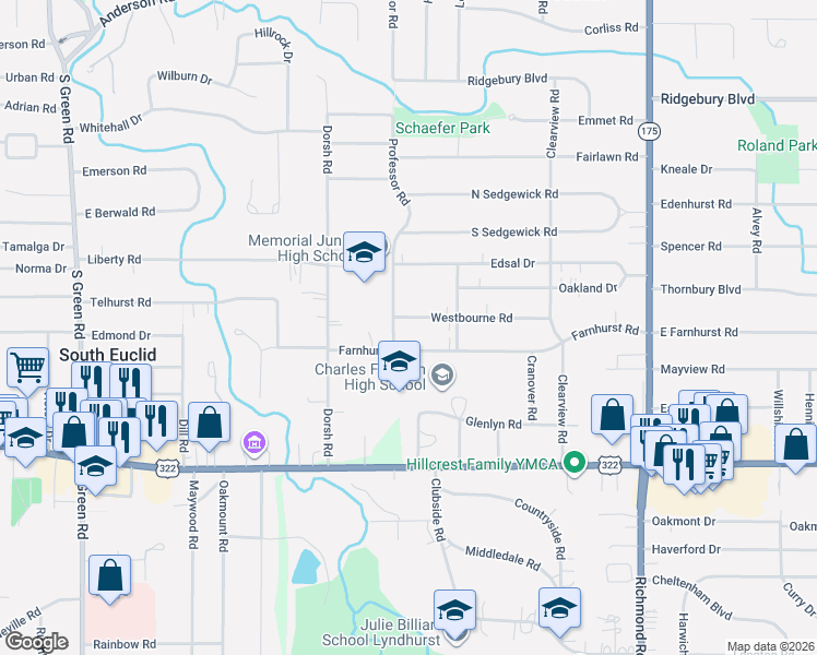 map of restaurants, bars, coffee shops, grocery stores, and more near 4799 Westbourne Road in Lyndhurst