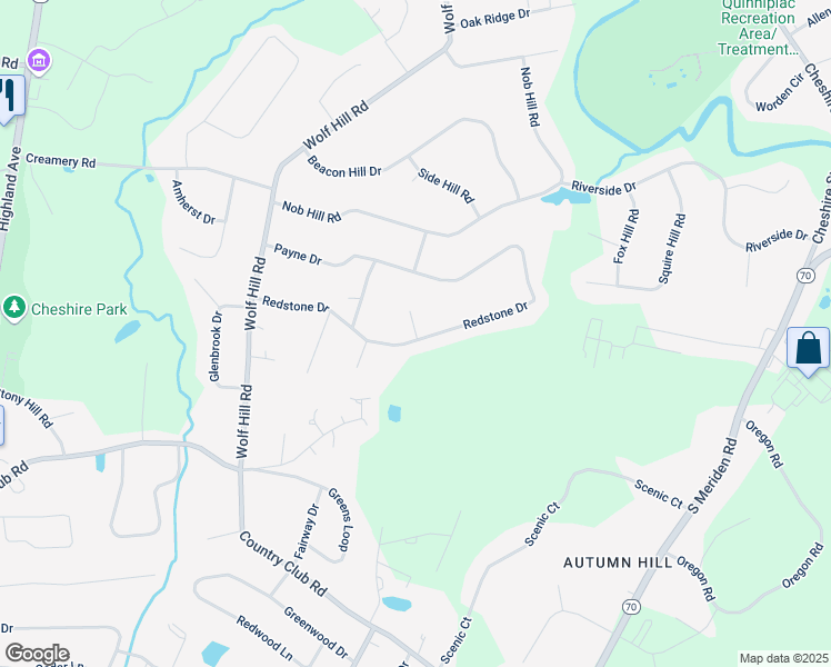 map of restaurants, bars, coffee shops, grocery stores, and more near 1070 South Main Street in Cheshire