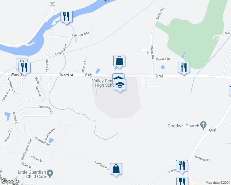 map of restaurants, bars, coffee shops, grocery stores, and more near 1175 New York 17K in Montgomery
