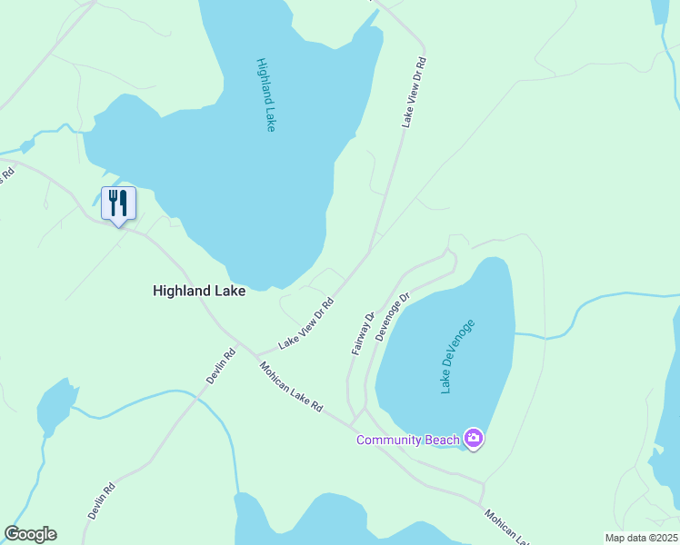 map of restaurants, bars, coffee shops, grocery stores, and more near 328 Lakeview Drive Road in Highland Lake