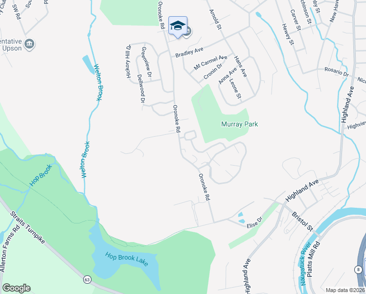 map of restaurants, bars, coffee shops, grocery stores, and more near 855 Oronoke Road in Waterbury