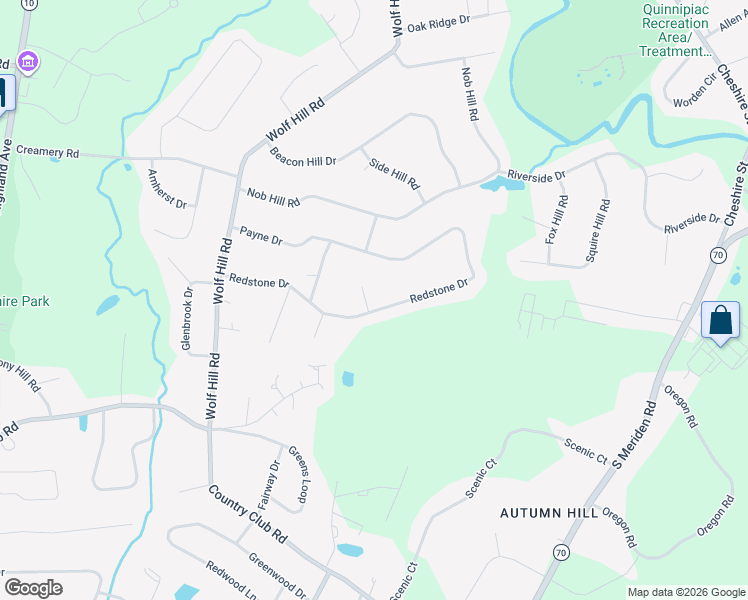 map of restaurants, bars, coffee shops, grocery stores, and more near 10 North Court in Cheshire