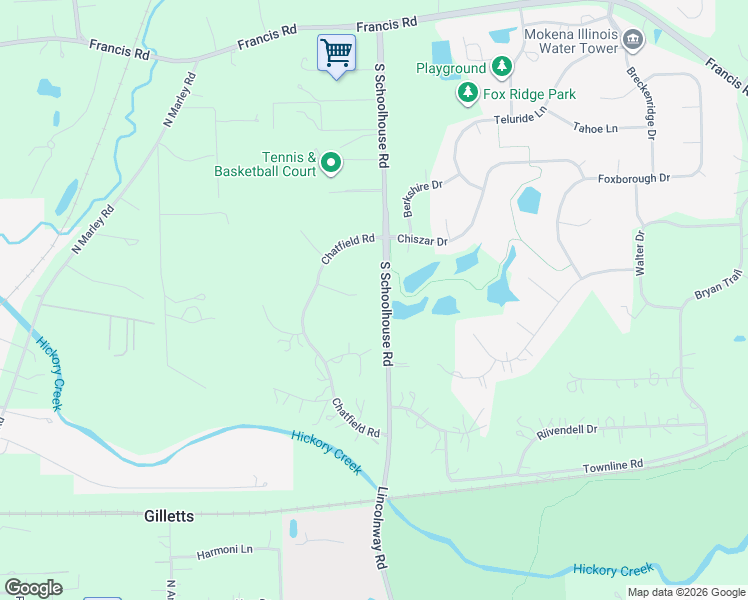 map of restaurants, bars, coffee shops, grocery stores, and more near 1930 Tessington Court in New Lenox