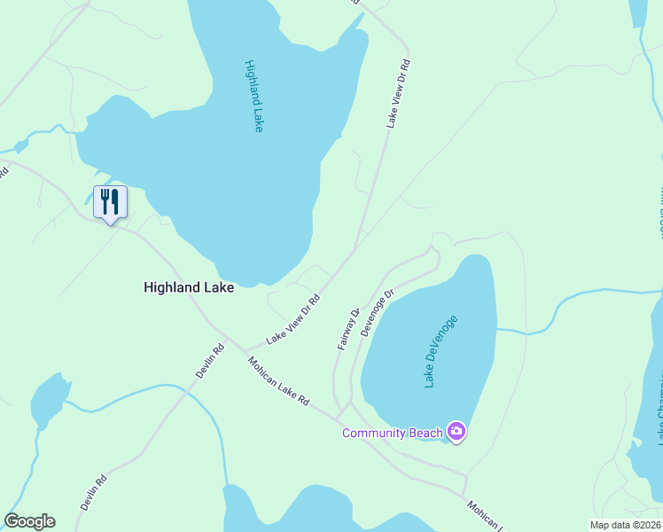 map of restaurants, bars, coffee shops, grocery stores, and more near 328 Lakeview Drive Road in Highland Lake
