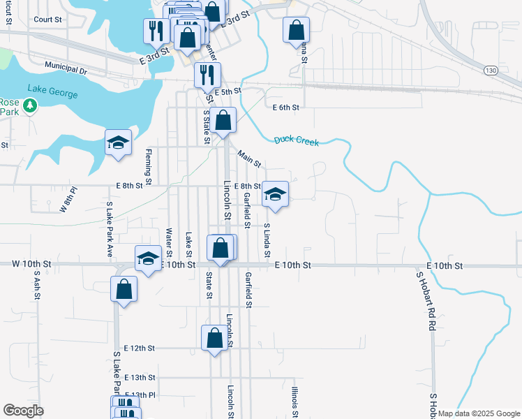 map of restaurants, bars, coffee shops, grocery stores, and more near 831 Garfield Street in Hobart