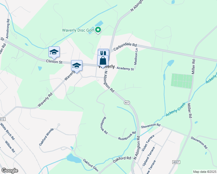 map of restaurants, bars, coffee shops, grocery stores, and more near 1108 Abington Road in Waverly