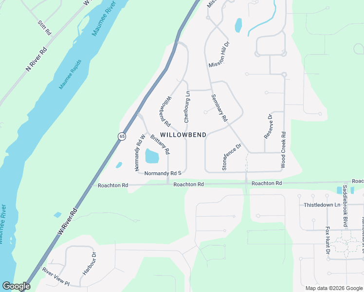 map of restaurants, bars, coffee shops, grocery stores, and more near 25673 Willowbend Road in Perrysburg
