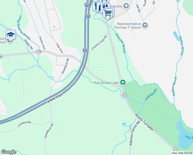 map of restaurants, bars, coffee shops, grocery stores, and more near 121 Whittemore Road in Middlebury