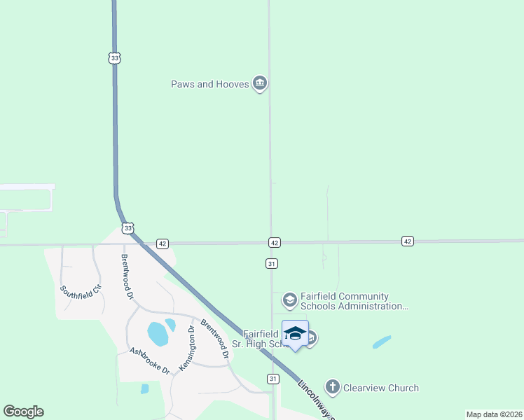 map of restaurants, bars, coffee shops, grocery stores, and more near 66937 County Road 31 in Goshen