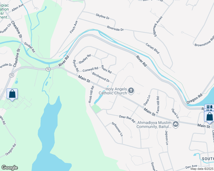 map of restaurants, bars, coffee shops, grocery stores, and more near 8 Stevenson Road in Meriden