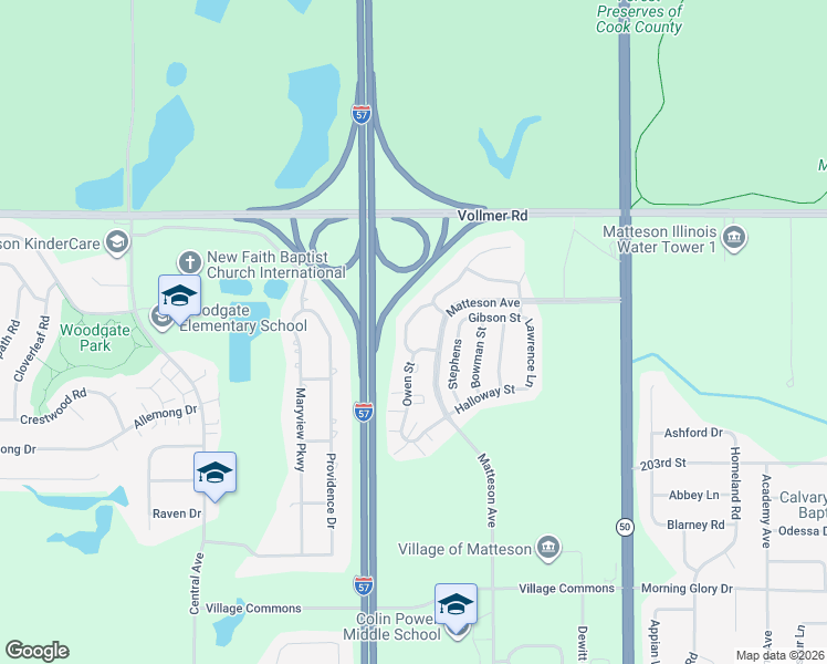 map of restaurants, bars, coffee shops, grocery stores, and more near 89 Kenneth St in Matteson