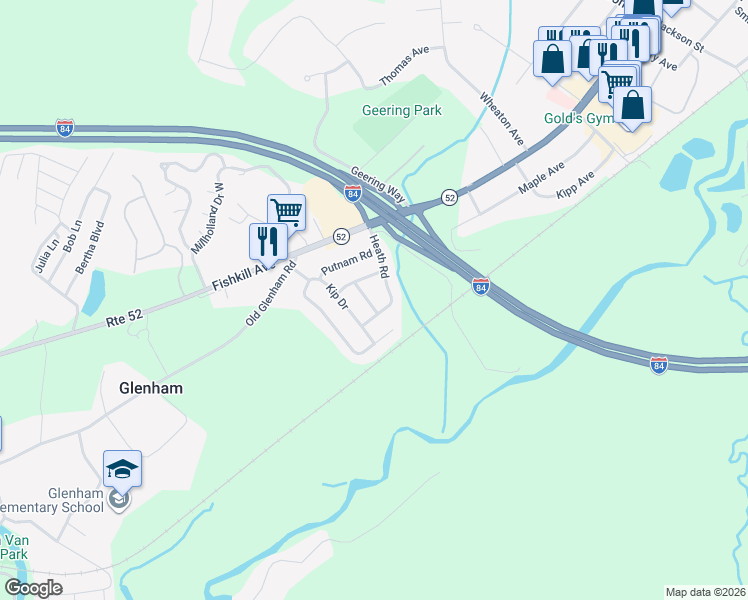 map of restaurants, bars, coffee shops, grocery stores, and more near 6 Bogardus Road in Fishkill