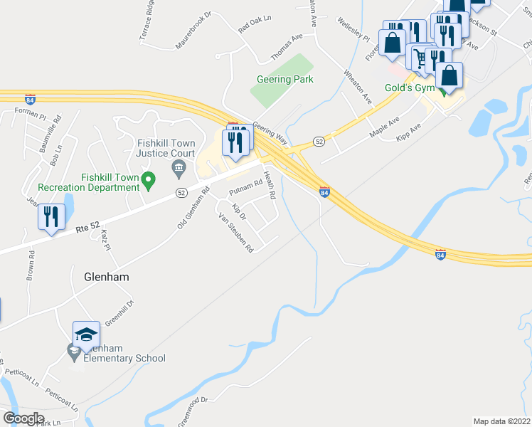 map of restaurants, bars, coffee shops, grocery stores, and more near 6 Bogardus Road in Fishkill