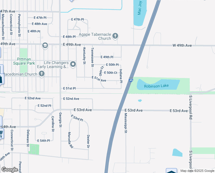 map of restaurants, bars, coffee shops, grocery stores, and more near 1336 East 51st Place in Gary