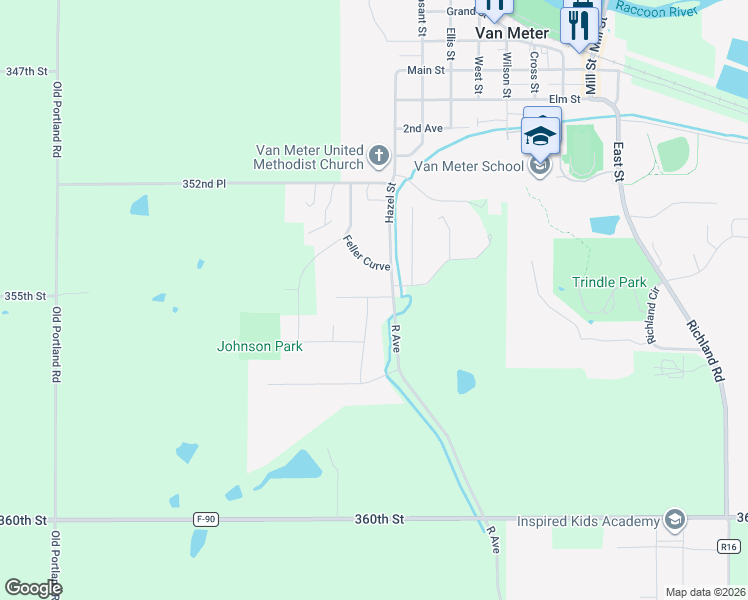 map of restaurants, bars, coffee shops, grocery stores, and more near 115 Arlington Avenue in Van Meter