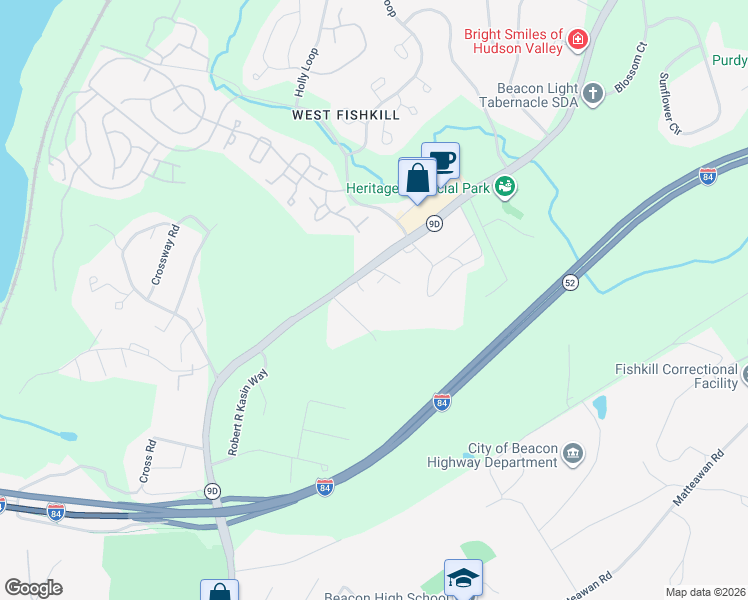 map of restaurants, bars, coffee shops, grocery stores, and more near 6-11 Kosova Lane in Wappingers Falls