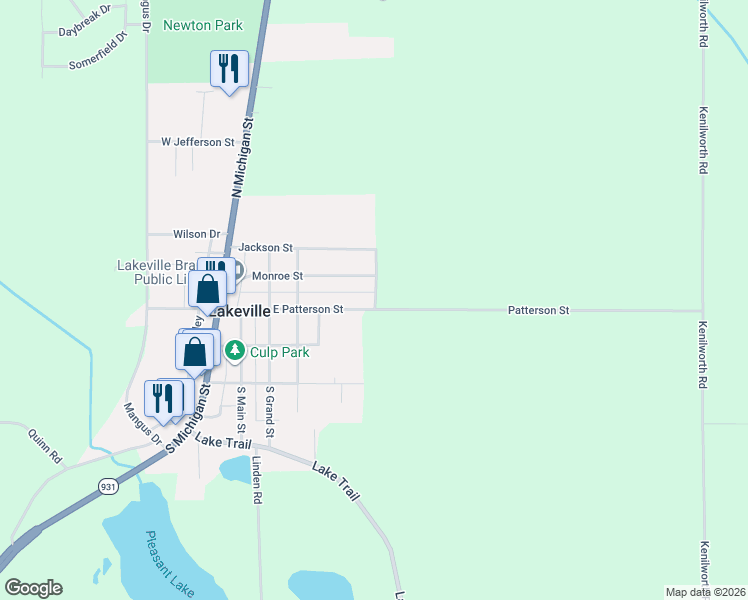 map of restaurants, bars, coffee shops, grocery stores, and more near 525 East Patterson Street in Lakeville
