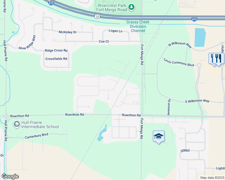 map of restaurants, bars, coffee shops, grocery stores, and more near 122 Barton Creek Drive in Perrysburg