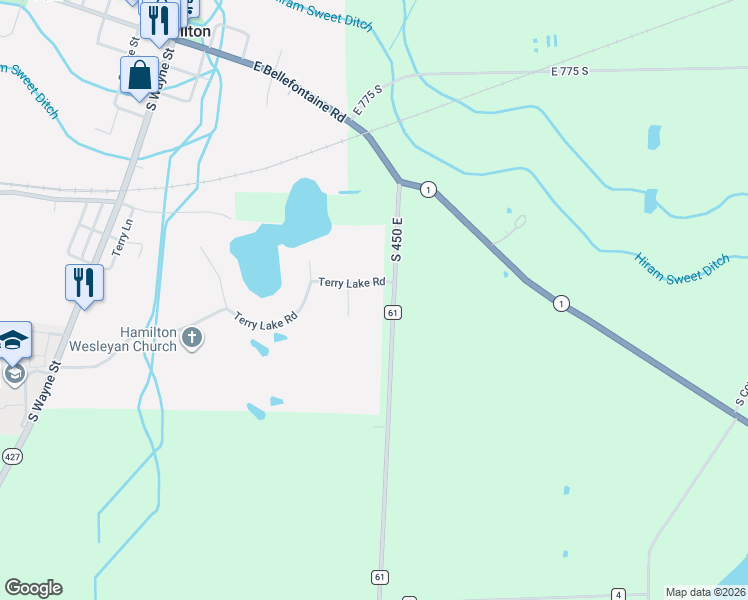 map of restaurants, bars, coffee shops, grocery stores, and more near 9009 Terry Lake Estates in Butler