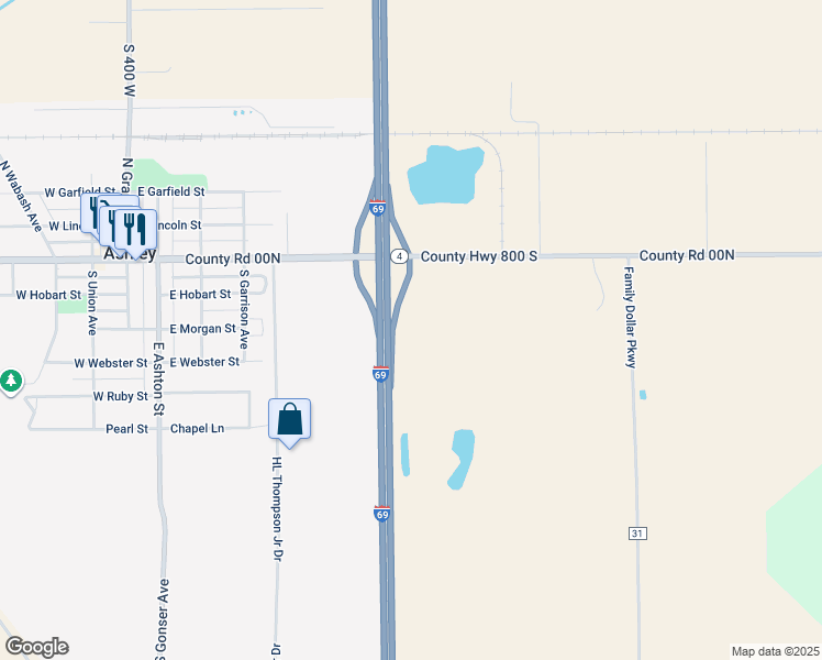 map of restaurants, bars, coffee shops, grocery stores, and more near in Ashley